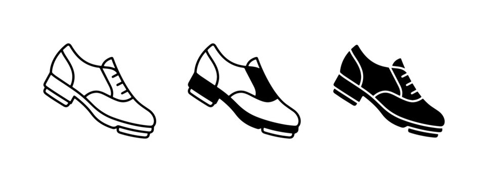 Tap Shoes Vector Icons: Outline, Two-Tone, and Silhouette Styles for Dance and Performance