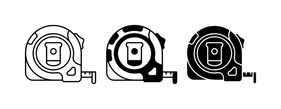 Tape Measure Icons, Measuring Tool Set, Construction and DIY Vector Graphics