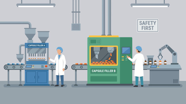 Pharmaceutical Manufacturing Line with Capsule Filling Machines