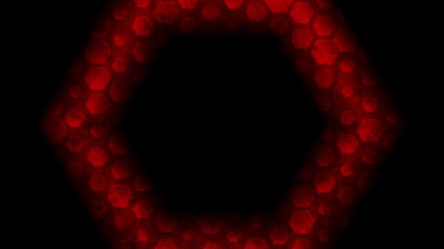 Abstract dark futuristic tech background with red glowing hexagonal honeycomb pattern. Geometric sci-fi motion design. Seamless loop. Video animation Ultra HD 4K 3840x2160