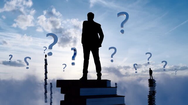 Businessmen's Question Marks Reflecting on Life and Facing Challenges(3D software Lumion makes non-AI)
