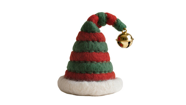 Striped elf hat with jingle bell