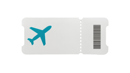 Airplane ticket with blue plane icon and barcode © Patricia