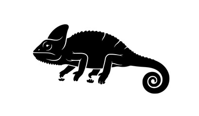 Detailed black chameleon silhouette isolated on white background vector © Ziten