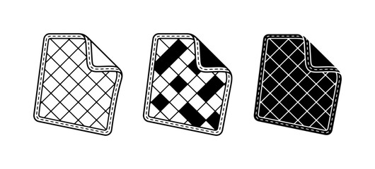 Naklejka premium Quilted Fabric Swatches, Textile Patterns, Vector Icons for Sewing and Design