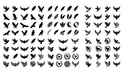 Flying birds silhouette collection. Vector set of different bird shapes, freedom concepts, and wildlife design elements. © Ziten