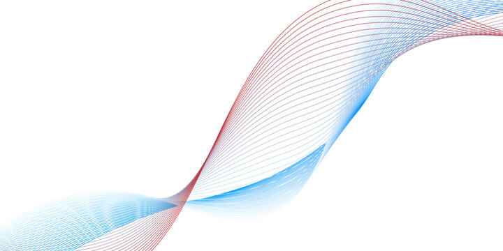 Abstract design flows with red and blue wave line. Transparent horizontal red wave on white. Abstract red wave lines white background. graphic design Banner Pattern background template, 