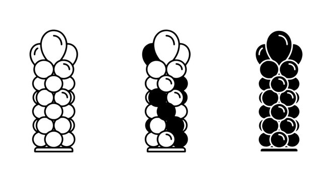 Balloon Column Vector Icons, Festive Party Decor Elements, Celebration Archway Design Assets