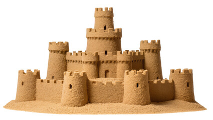 Intricate sandcastle with multiple towers and crenellated walls © Patricia