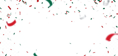 Obraz premium Mexican celebration confetti with flags color red, green, and white confetti 