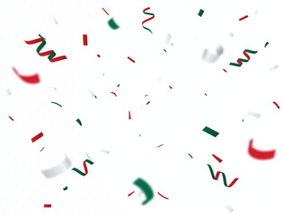 Obraz premium Mexican celebration confetti with flags color red, green, and white confetti 
