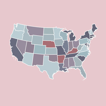 A colorful illustration of a generic map of a specific geographical region