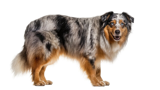Australian Shepherd dog with blue eyes and merle coat