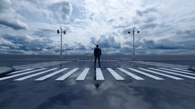 At the crossroads of life, lost and confused, road signs point the way(3D software Lumion makes non-AI)
