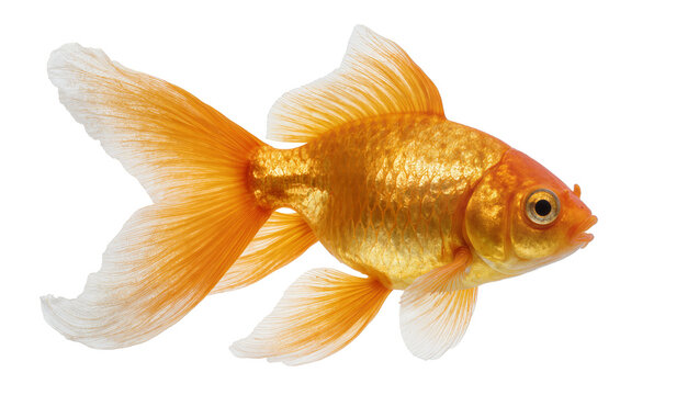 Orange goldfish with flowing fins and scales