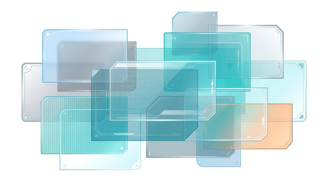 Futuristic digital interface frames and holographic display panels set