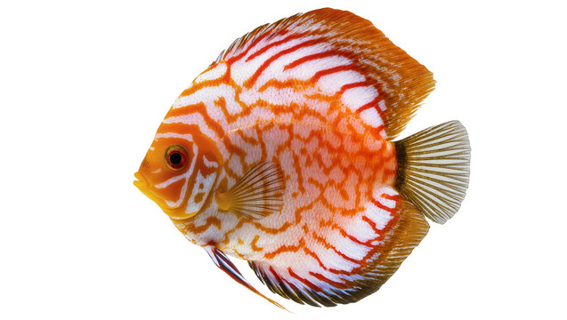 Orange and white striped discus fish