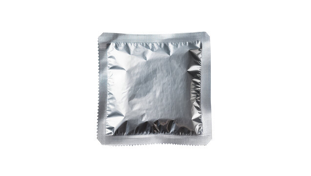 Silver foil condom wrapper packaging