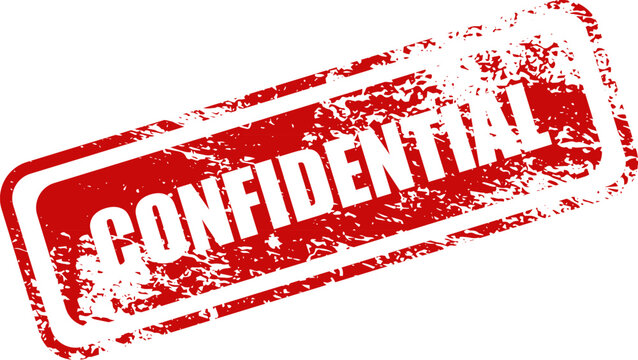A red grungy confidential stamp on a white background for marking sensitive documents