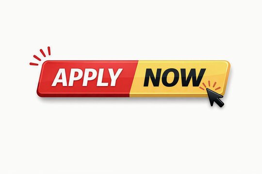 Hand pressing apply now button with red and yellow colors for job application concept