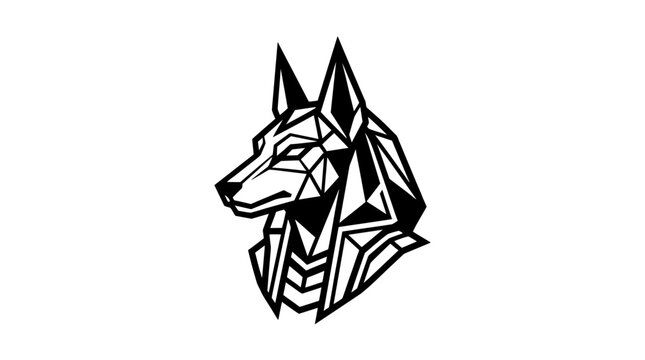 Geometric Wolf Head Illustration with Sharp Edgy Design.