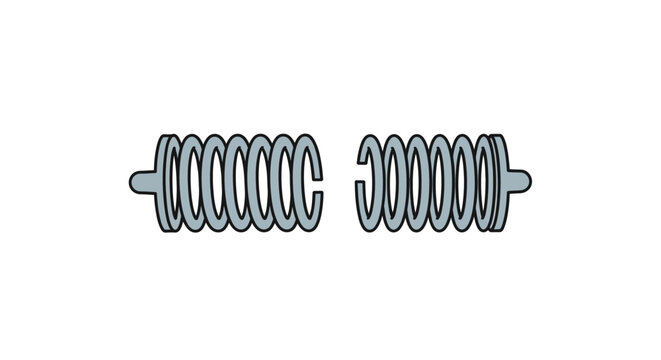 Two coiled metal springs, one broken, isolated on white background