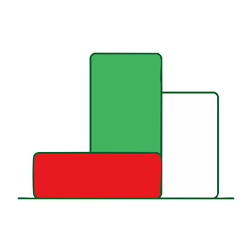 Flat design bar chart with red and green bars