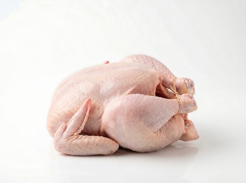 A fresh whole raw young chicken for Samgyetang on a white background