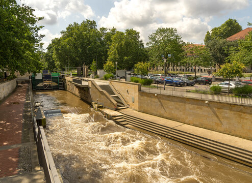 View to the lake Leine at the german city called Hannover