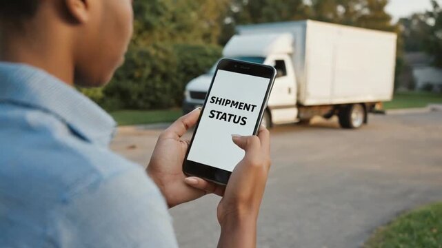 Looking at the "Shipment status" on the mobile phone.