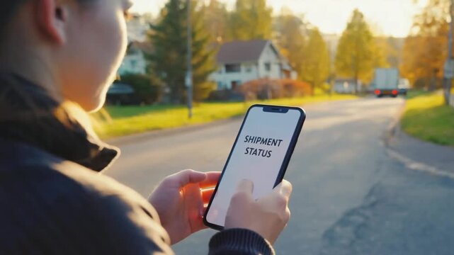 Looking at the "Shipment status" on the mobile phone.