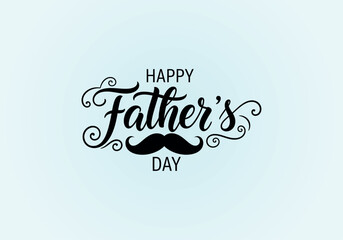 Obraz premium Happy father's day typography with mustache illustration greeting card design element