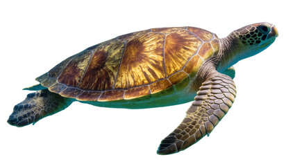 Green sea turtle swimming with patterned shell and flippers © Corman
