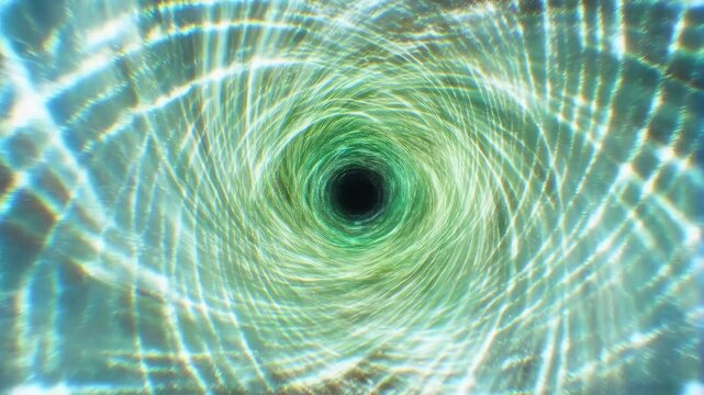 Hypnotic vortex: mesmerizing swirling lights transition from blue to green