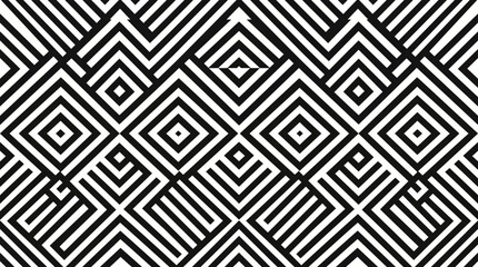 Naklejka premium High-contrast geometric optical illusion pattern with interlocking concentric squares in black and white