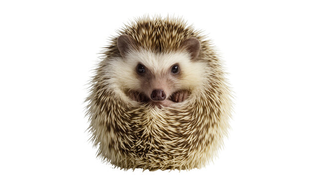 African Pygmy Hedgehog curled up with visible paws and face