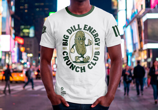 Blank white t-shirt urban night mockup
