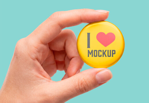 Round metallic pin mockup