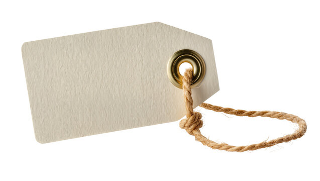 Blank beige paper tag with brass eyelet and jute string