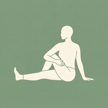 seated spinal twist illustration, ardha matsyendrasana vector, yoga twist pose flat, yoga spinal rotation art, yoga detox pose design, yoga digestion pose art, yoga twist flat design