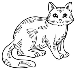 Obraz premium Outlined Cartoon Cat Drawing: Simple Black and White Feline Illustration