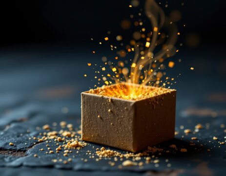 Glowing Square Ember with Sparks and Smoke Dark Setting