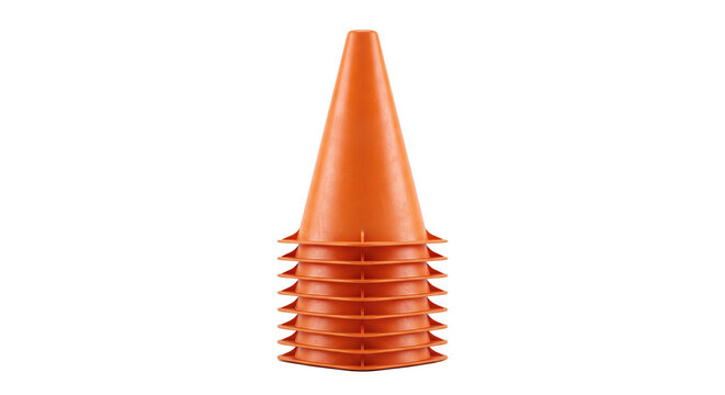 Stack of orange plastic sports training cones