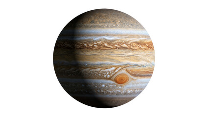 Jupiter planet with swirling bands and Great Red Spot, isolated on transparent background © TONSTOCK