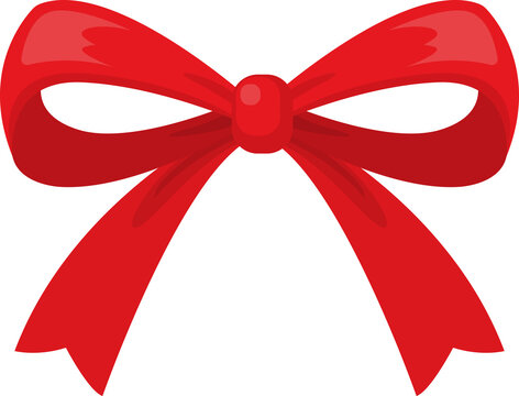 red ribbon bow flat cartoon illustration