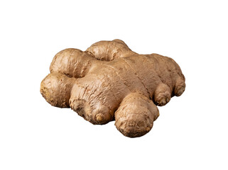 Fototapeta premium Whole fresh ginger root with earthy skin, ready for culinary use, isolated on a transparent background.