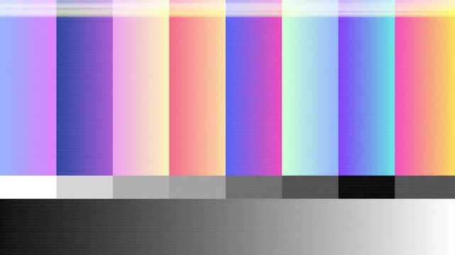 Classic Video Test Pattern Displaying a Spectrum of Colors and Grayscale Levels for Calibration and Signal Evaluation