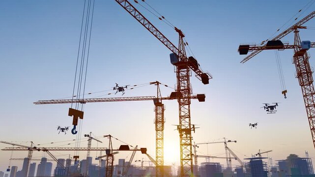  Low-altitude economic drones inspect construction sites(3D software Lumion makes non-AI)
