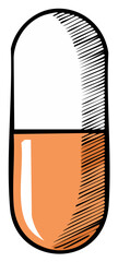 Fototapeta premium Orange and White Capsule Illustration, Medicine Symbol, Health Concept, Pill Drawing