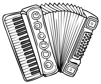Stylized Line Art Accordion with Bellows and Keyboard for Music and Entertainment